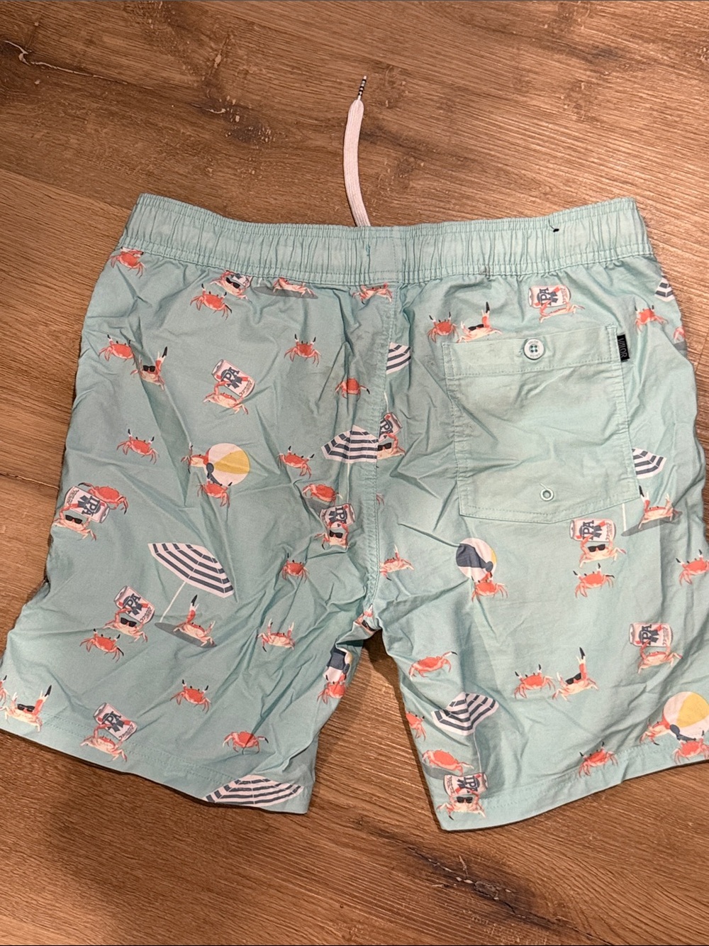 Men's Aqua Beer Drinking Crab-Print Swim Trunks - Picture 2 of 4